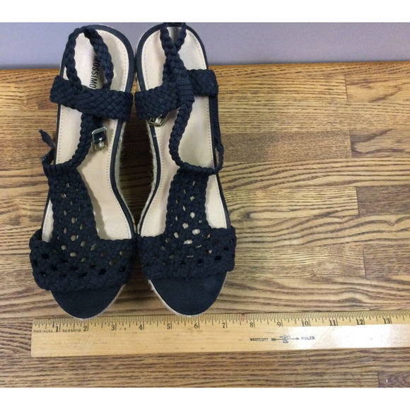 Mossimo Supply Co Women's Black Wedge Sandals Size 7 Open Toe Lace Strap 3 7/8” - Picture 12 of 12